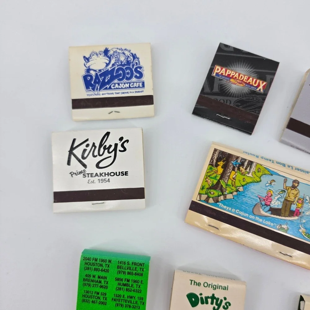 Vintage Texas Restaurant Matchbook Lot 10pc Houston Pappadeaux Kirbys Brenners